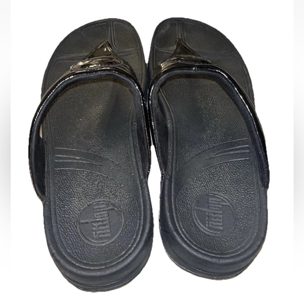 FitFlop Walkstar 3 Black Comfort Flip Flop Sandal Shoe US 9 Womens EUC - Picture 6 of 9